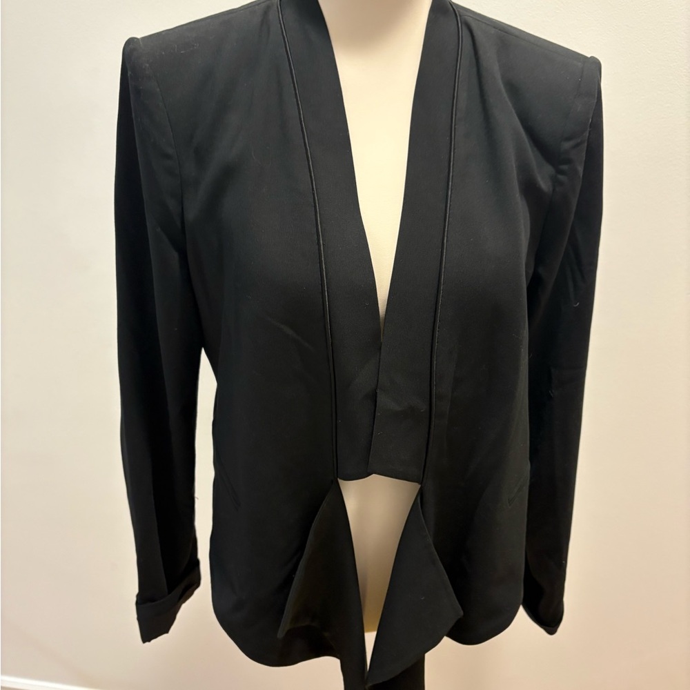 BCBGMaxAzria Black Open Front Draped Blazer Career Chic - Picture 2 of 5